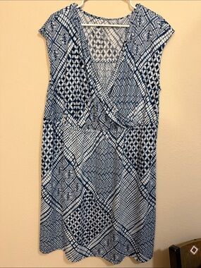 Sonoma Blue and White Print Dress